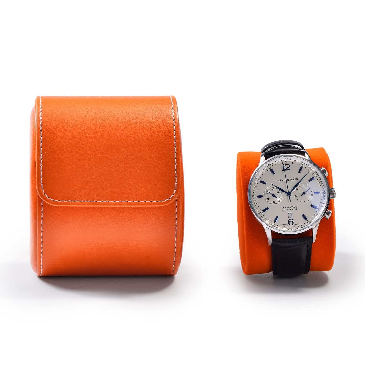 Étui de Voyage pour Montre Femme, boîte Portable pour Une Seule Montre, Compatible avec Toutes Les Montres-Bracelets et Montres connectées (Orange)