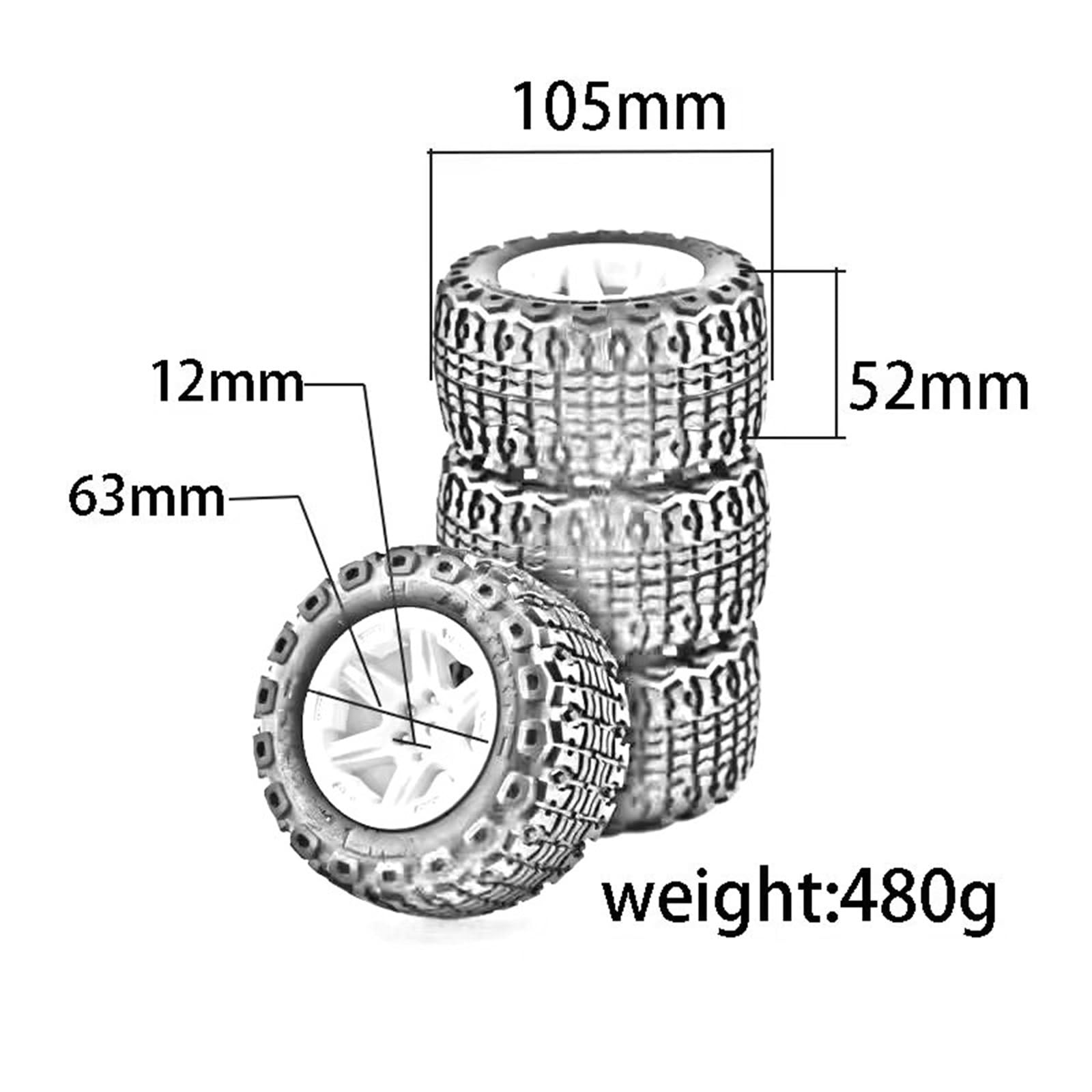 Compatibile Con Kyosho Per HSP Per WLtoys Per E-REVO Per Summit Pneumatico In Gomma Per Ruote In Plastica 1/12 1/14 1/16 RC Per Monster Truck Ricambi Pneumatici RC