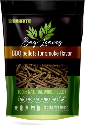 SMOKRITE Pellets de madera de hojas de laurel para parrillas ahumadoras, pellets de madera dura 100% natural para parrillas al aire libre, ahumar,