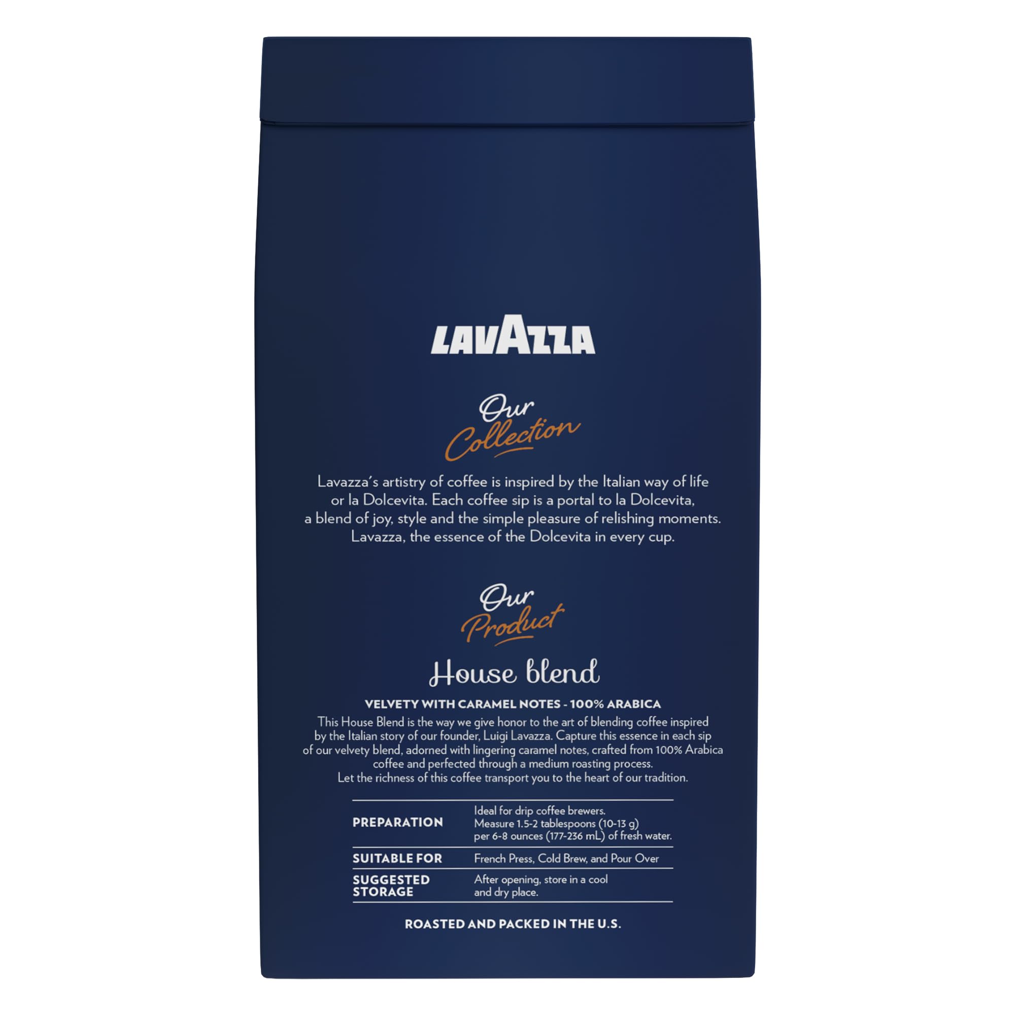 Lavazza Perfetto Ground Coffee Blend, Dark Roast, 20 Ounce Authentic Italian, Gluten Free, Blended And Roated in Italy, Value Pack, Caramel flavor with Dark and Velvety Texture