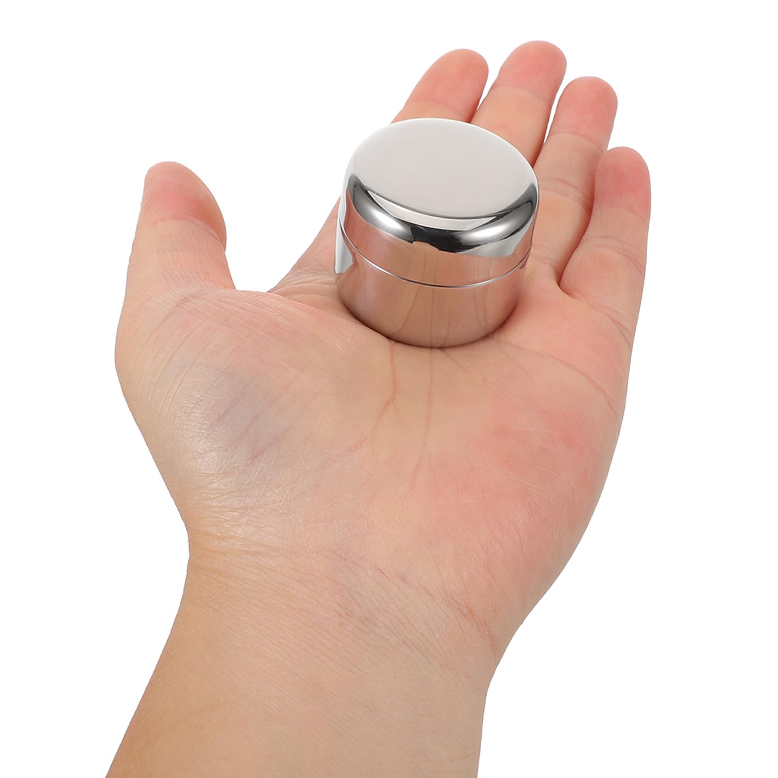 Runde Reise Pillendose aus Edelstahl, Silber, Kleiner