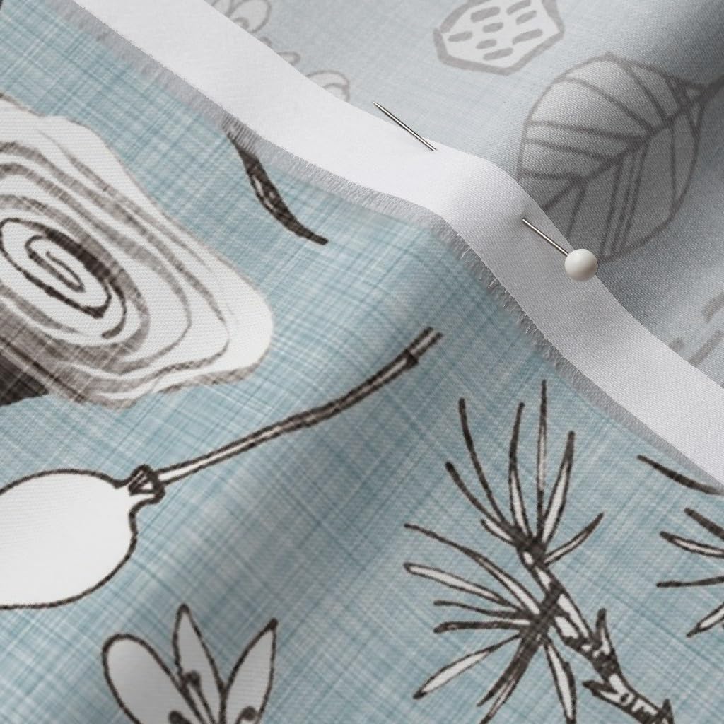 Spoonflower Fabric - Forest Duck Egg Blue Garden Squirrel Woodland Adventure Hiking Pine Printed on Organic Cotton Sateen Fabric by The Yard - Sewing Quilting Apparel Home Decor