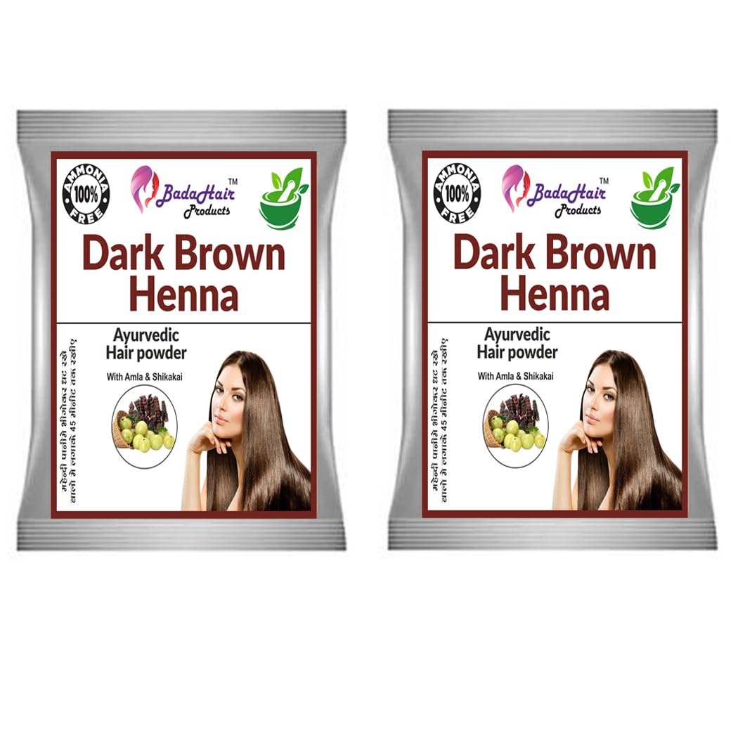 BADA HAIR 100% Natural Brown Herbal Mehendi for Hair | Chemical-Free Henna | Long-Lasting Color | Covers Grey | Neem & Amla Infused | Ayurvedic Hair Care (30 Gram Each, 2)-picture-49