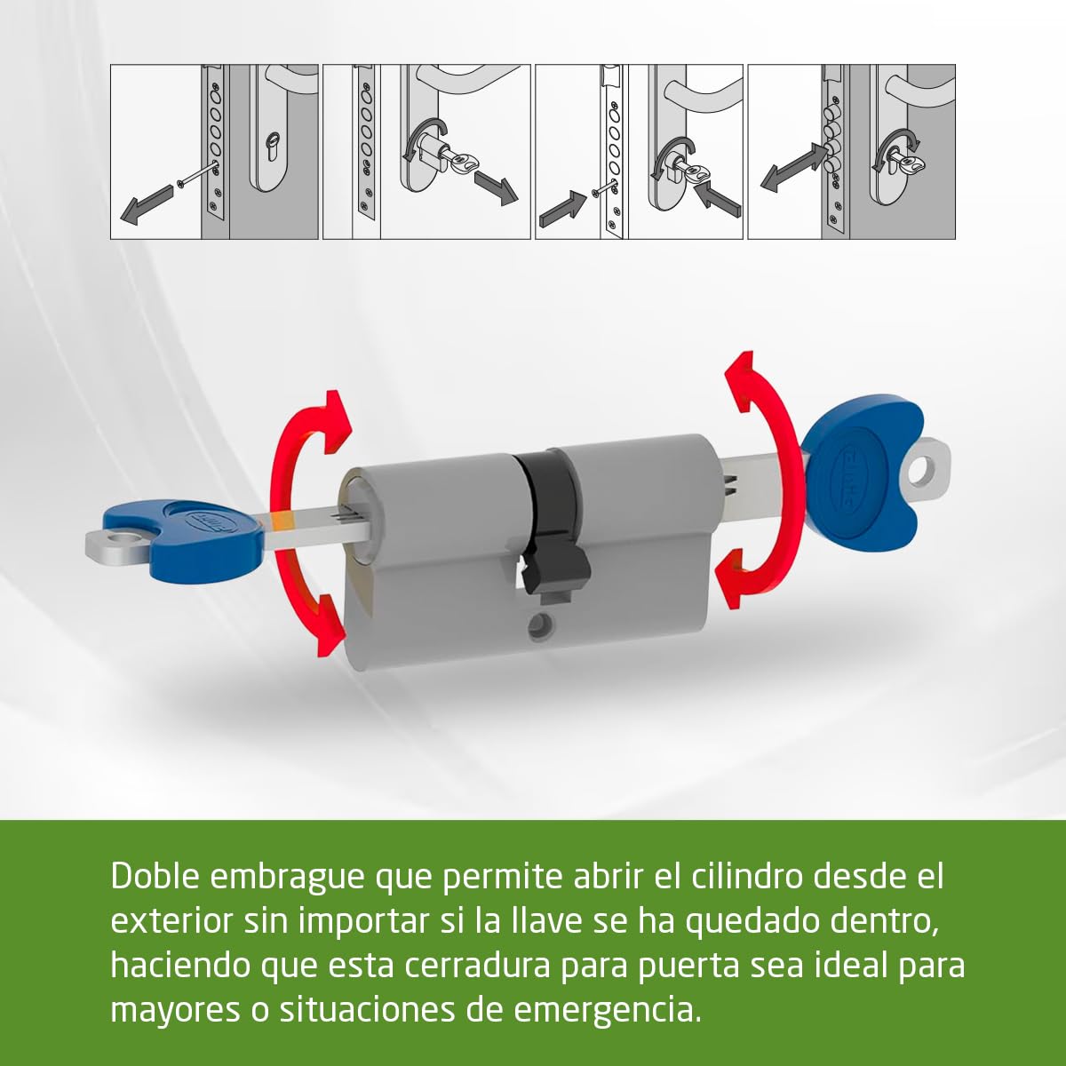 Amig - Cilindro de seguridad - Cerradura para puertas - Antiganzúa y Antibumping - Bombín Antiextracción y Antirotura - Incluye 5 llaves - Dorado mate - Medidas: 70 (30-40) mm