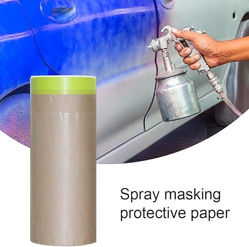 Miniatura 3 de QWLWBU Papel de enmascaramiento para pintar, cinta y papel para pintores, rollo de papel de pintura automotriz con cinta, 61218 x 50 pies, 3 papeles