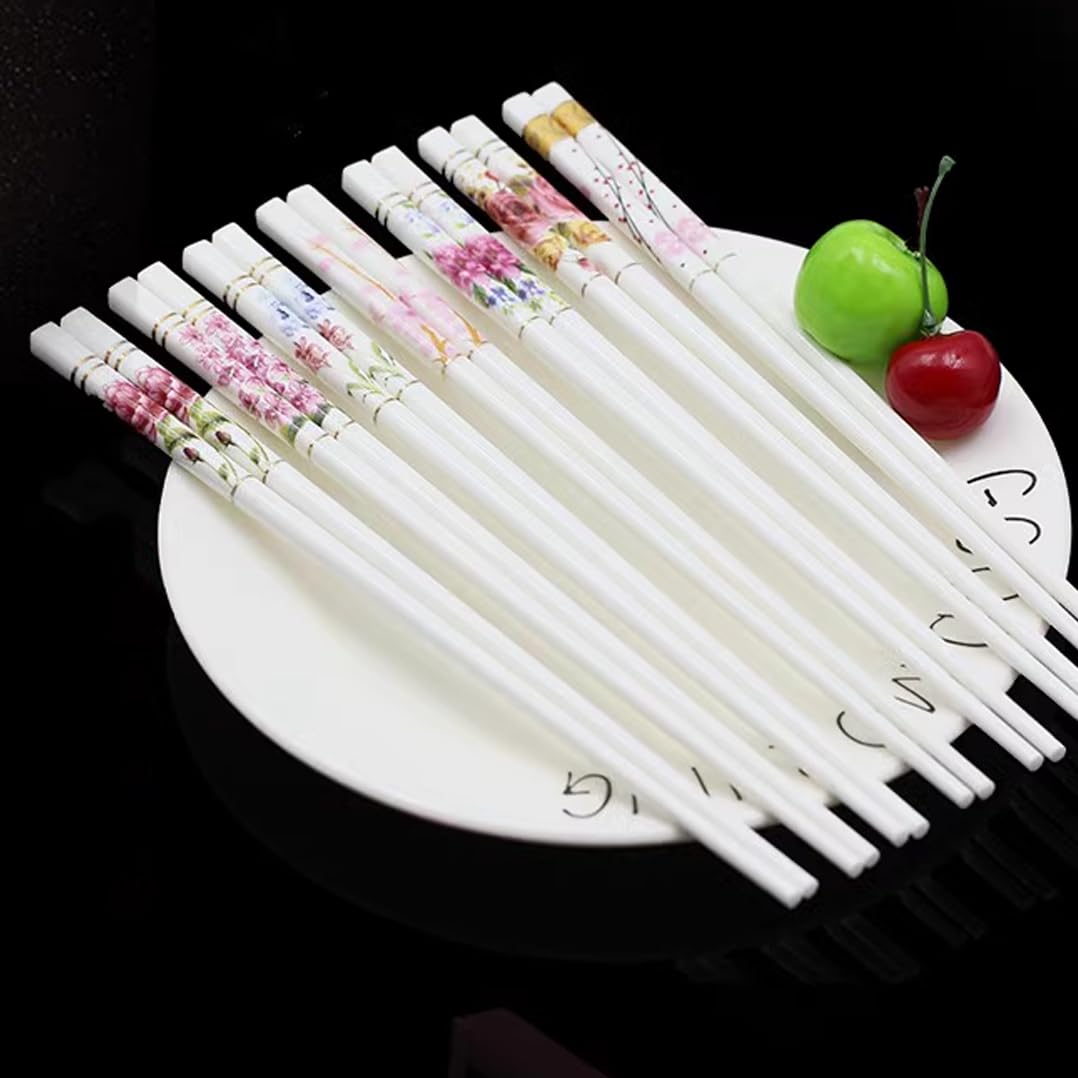 Boissticles en Porcelaine Cadeau De Fleurs avec Boîte-Cadeau, Baguettes Chinoises en Os De La Chine, Baguettes Premium Réutilisables, Lave-Vaisselle À Haute W