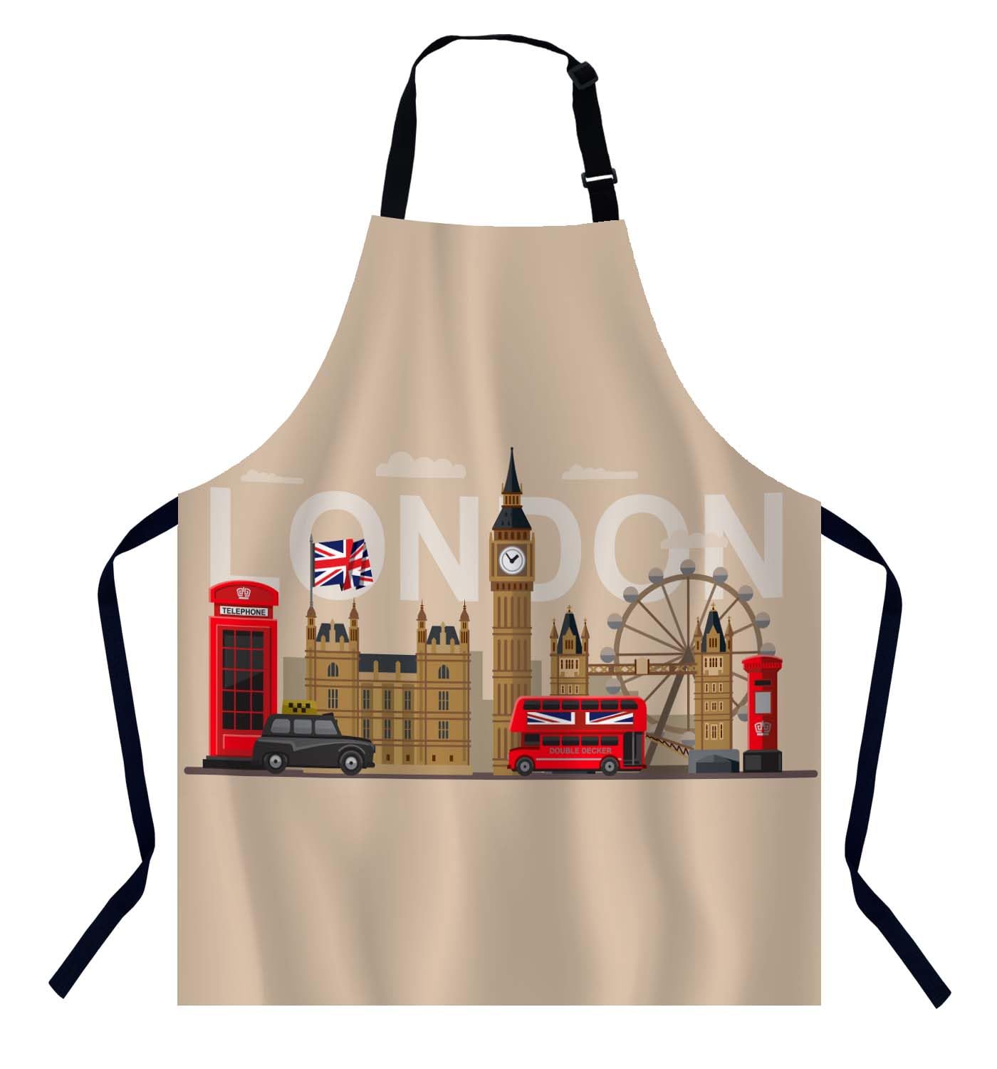 Bgbdeia Men's London Apron Adjustable Neck Bib Apron For Wo,Suitable For Kitchen Cooking Waitress Chef Apron