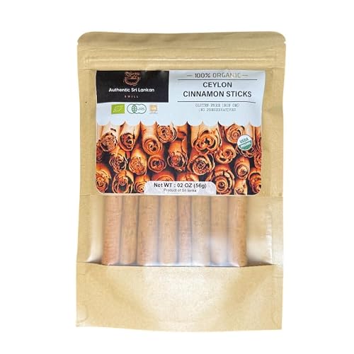 Generic - Authentic Sri Lankan Organic Cinnamon Sticks – True Ceylon Cinnamon Premium Grade, Non-GMO, Raw & Whole, Sweet Aroma for Teas, Natural Spices & Herbs, Ideal for Cooking, Pure & clean spice & Daily Wellness Ceylon Organic (56g)