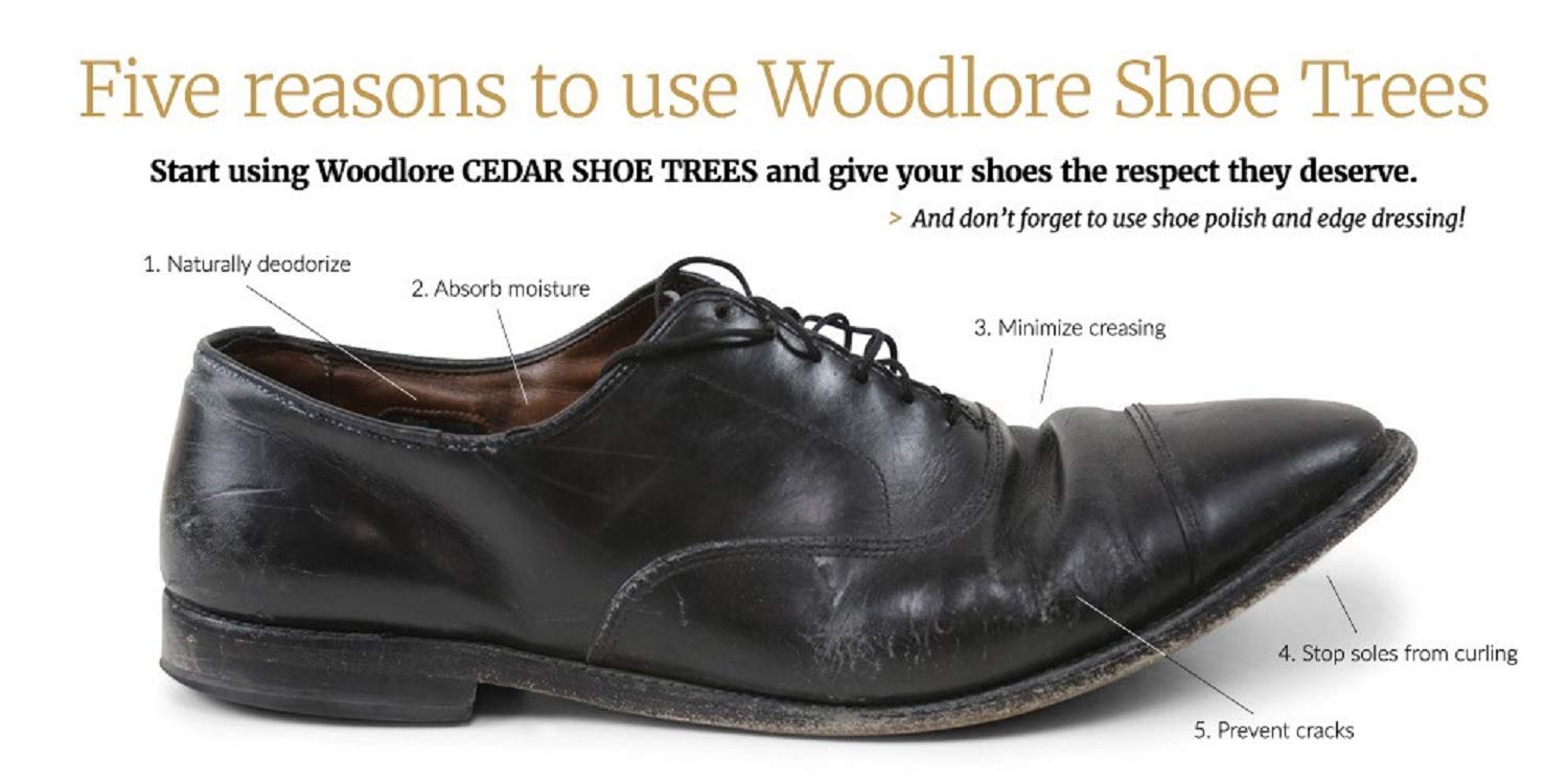Woodlore Men’s Cedar Wood Shoe Trees (2 Pairs) Adjustable, Aromatic, USA Made