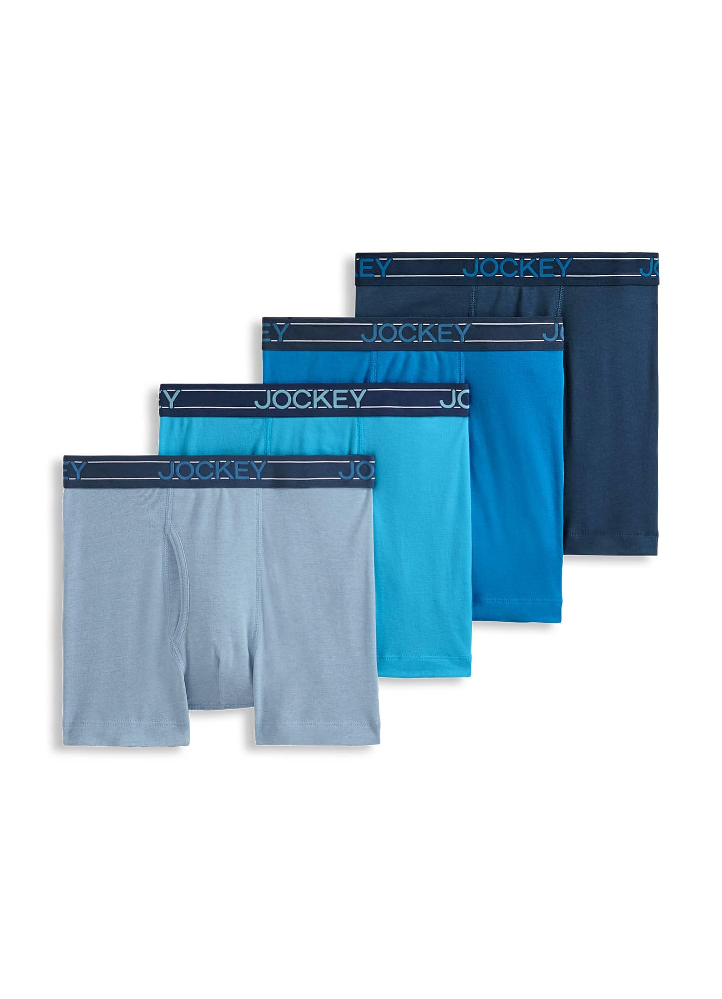 Men's Underwear Lightweight Cotton Blend 5" Boxer Brief - 4 Pack, Sparkling Waters/Blue Heaven/Faded Denim Heather/Ink Well, 2XL