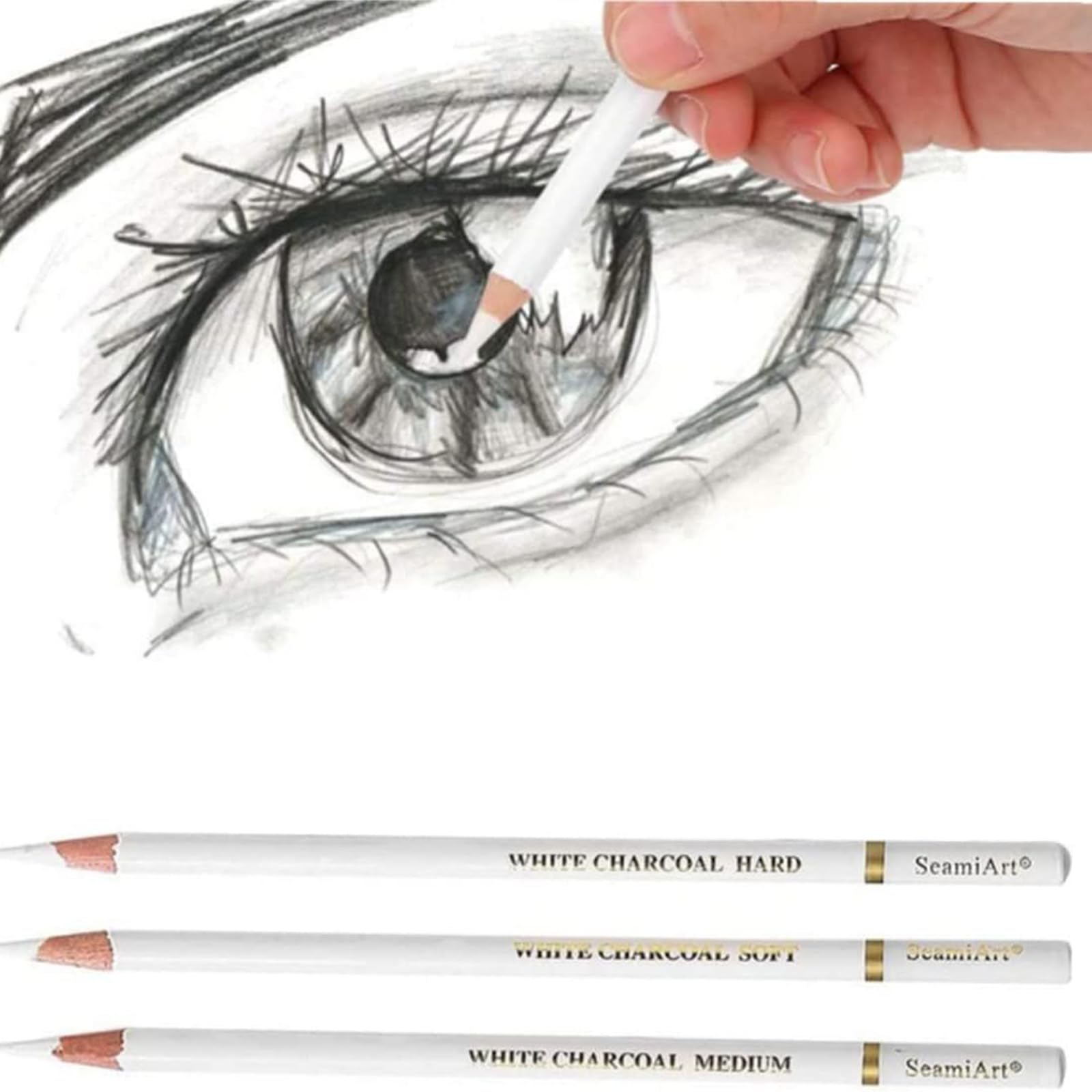 RSYHVG Artist White Charcoal Pencils - Soft Sketch & Highlight Drawing Pencils for Beginners Students, Designers (Set of 3) - Image 4