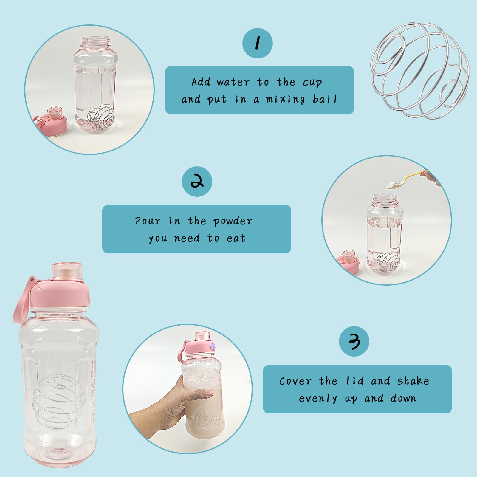 Shaker Ball shaker Ball shaker Ball shaker Ball shaker Ball Metal Mixer Bottle Typ Kulki Blender Sport i Fitness Protein Shaker do napojów mieszanych białkiem (3 rozmiary)