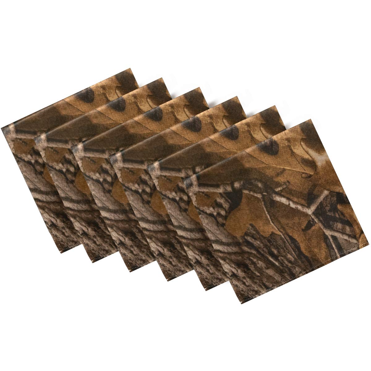 Naanle Camo Cloth Napkins Dinner Table Napkins Set of 6, Woodland Camouflage Solid Washable Reusable Polyester Napkins with Hemmed Edges for Home Holiday Party Wedding Oversized 20 x 20 in