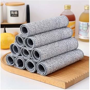 Amazon｜リバーシブル 竹炭 キッチンクロス 10枚セット 銀糸入り 両面