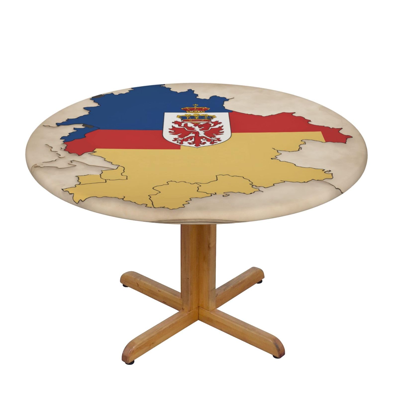 DUWAA Thuringia Flag Map03 Print Oxford Fitted Table Cover For Patio Picnic, Waterproof Round Tablecloth For Home And Outdoor