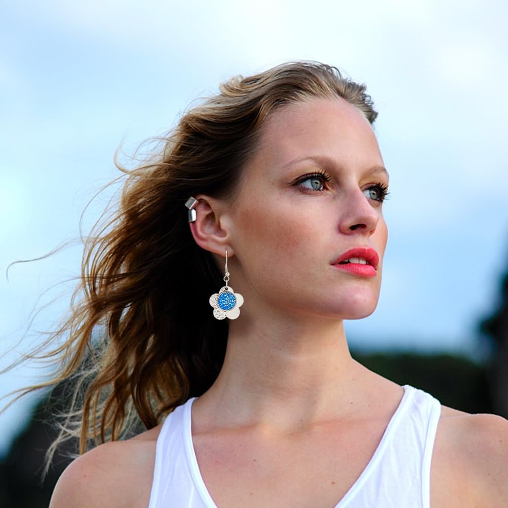 UNICRAFTALE 14 Pairs 14 Styles Stainless Steel Earring Bezel Trays Glass Blank Dome Dangle Earrings Cabochon Settings Wire Hooks Pendant Trays with Glass Cabochon Setting for DIY Jewelry Making - Image 6