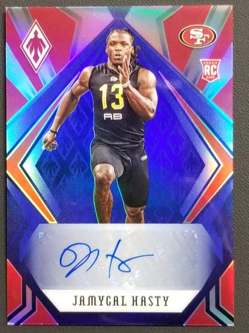 Football NFL 2020 Panini Phoenix Rookie Autographs Blue #195 Jamycal Hasty NM Near Mint RC Rookie Auto 14/15 49ers