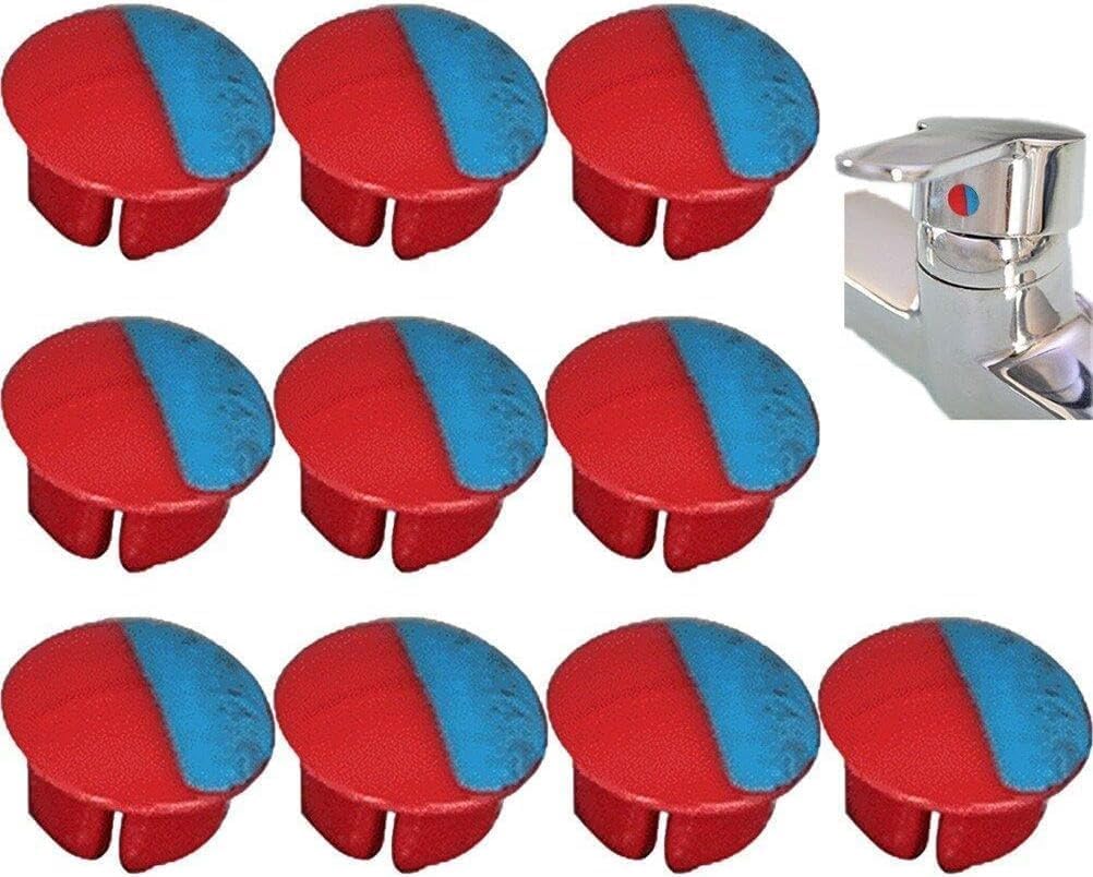 10 Pcs Hot/cold Indicator for Faucets Universal Hot and Cold Signs Buttons for Kitchen Bathroom Sinks Faucets Safety Signs