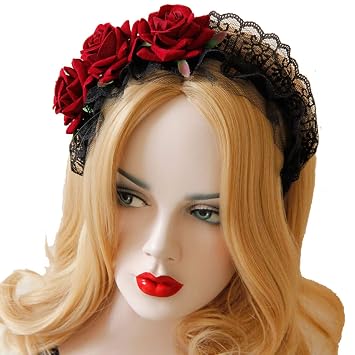 Court Black Lace Gothic Lolita Hair Band for Women , Halloween Christmas Headband Headdress for Party Supplies Queen Dress Up Makeup Perfect Hair Accessories for Ball Party Masquerade and Cosplay