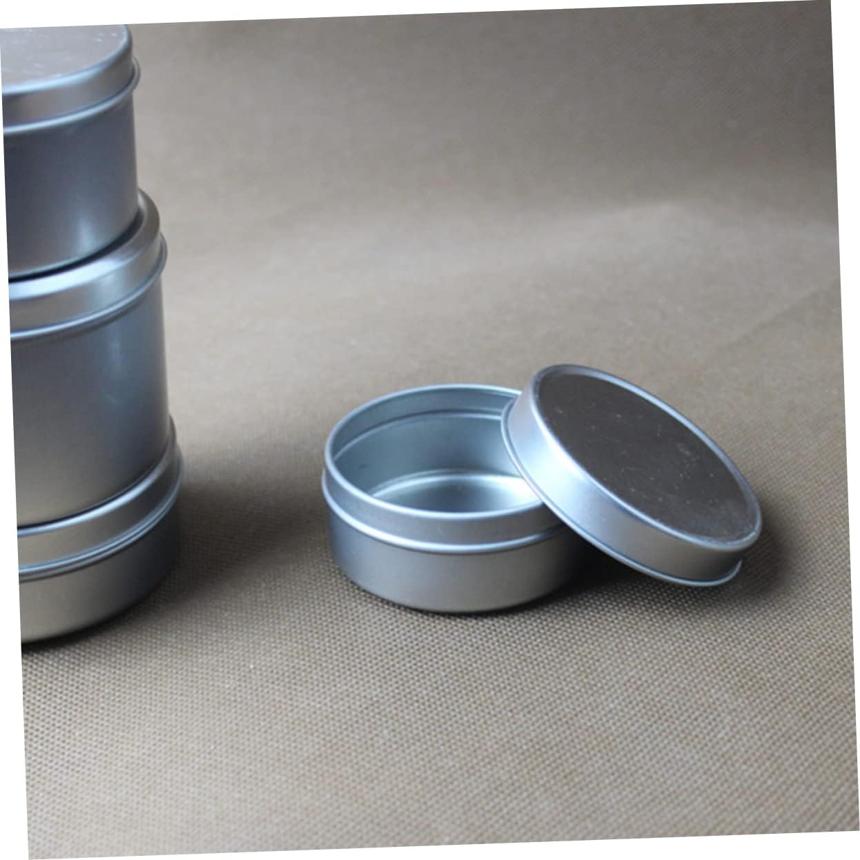 TOPPERFUN 4pcs DIY Candle Making Tin Box Kit Candy Boxes for Wedding Favor Silver Candle Tins Lids