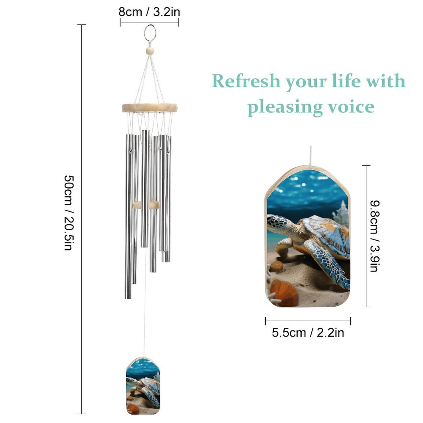 Outdoor Wind Chimes, Sea Conch Shell Starfish Turtle Printed Wind Chimes,Simple Wind Chimes,Curtain Wind Chimes for Home Decoration