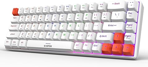 EvoFox Katana S Mini Wireless Mechanical Keyboard | Tri-Mode (3X BT, 2.4GHz & Wired) Connectivity | Hot-Swappable Red Switches | 68-Key Compact Layout | Rainbow Backlight | Rechargeable Battery