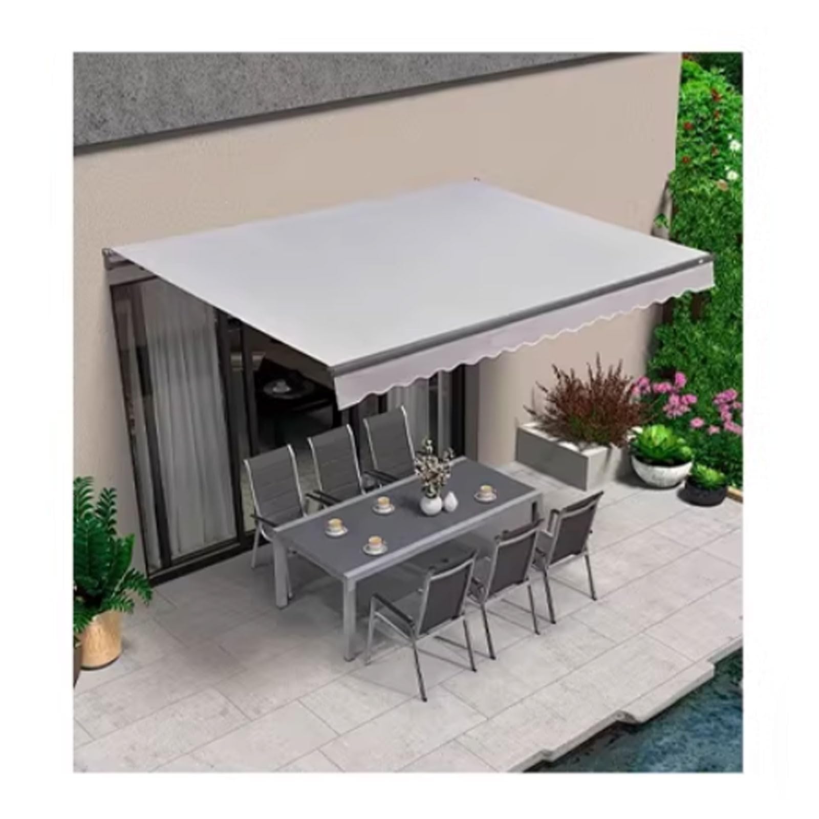 Impermeabile & FadeResint, tessuto di ricambio manuale per tettoie da esterni, porte, portici, 6.6x5ft / 2 x 1,5 m