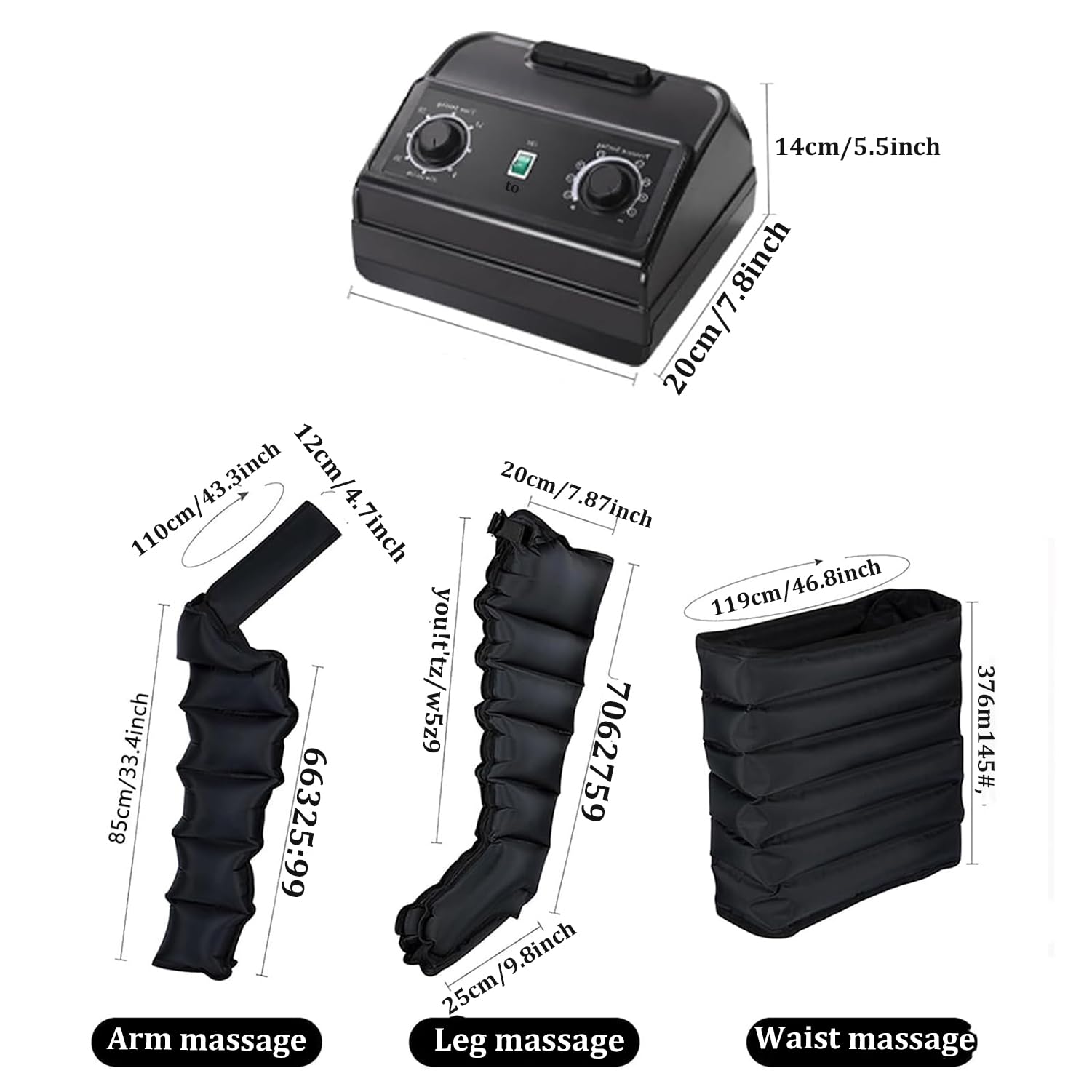 Massaggiatore ad Aria compressa per Polpacci, massaggiatore Elettrico ad Aria compressa, Braccia, Vita, Gambe, Terapia di Compressione linfodrenante a Sei camere, con Timer,A01,A2