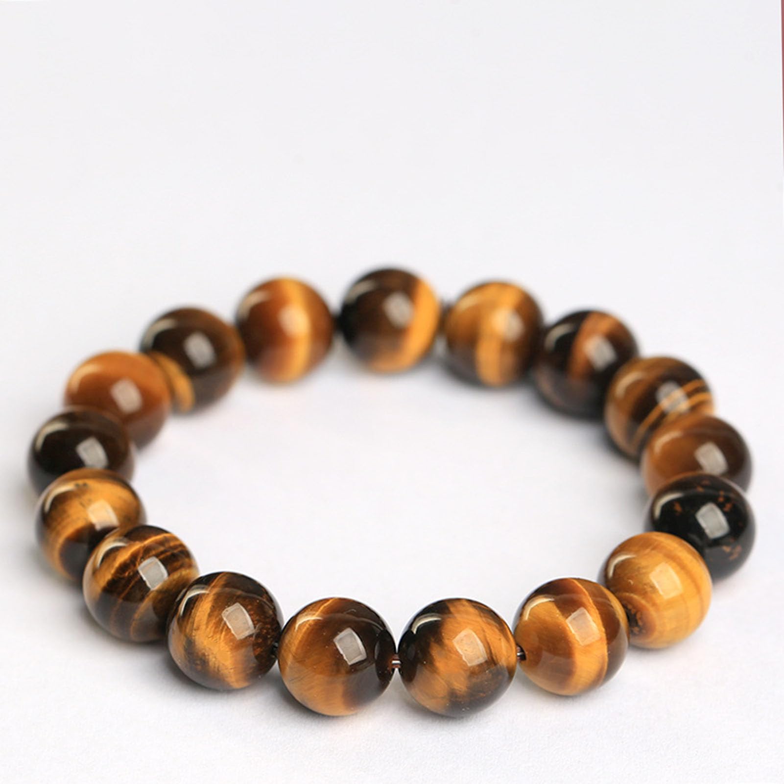 Bracciale Occhio di Tigre, Bracciale Elasticizzato in Pietra Naturale per Uomo e Donna, Perline impilabili Boho, Gioielli per Meditazione Yoga, Elastico Regolabile per Protezione,12MM