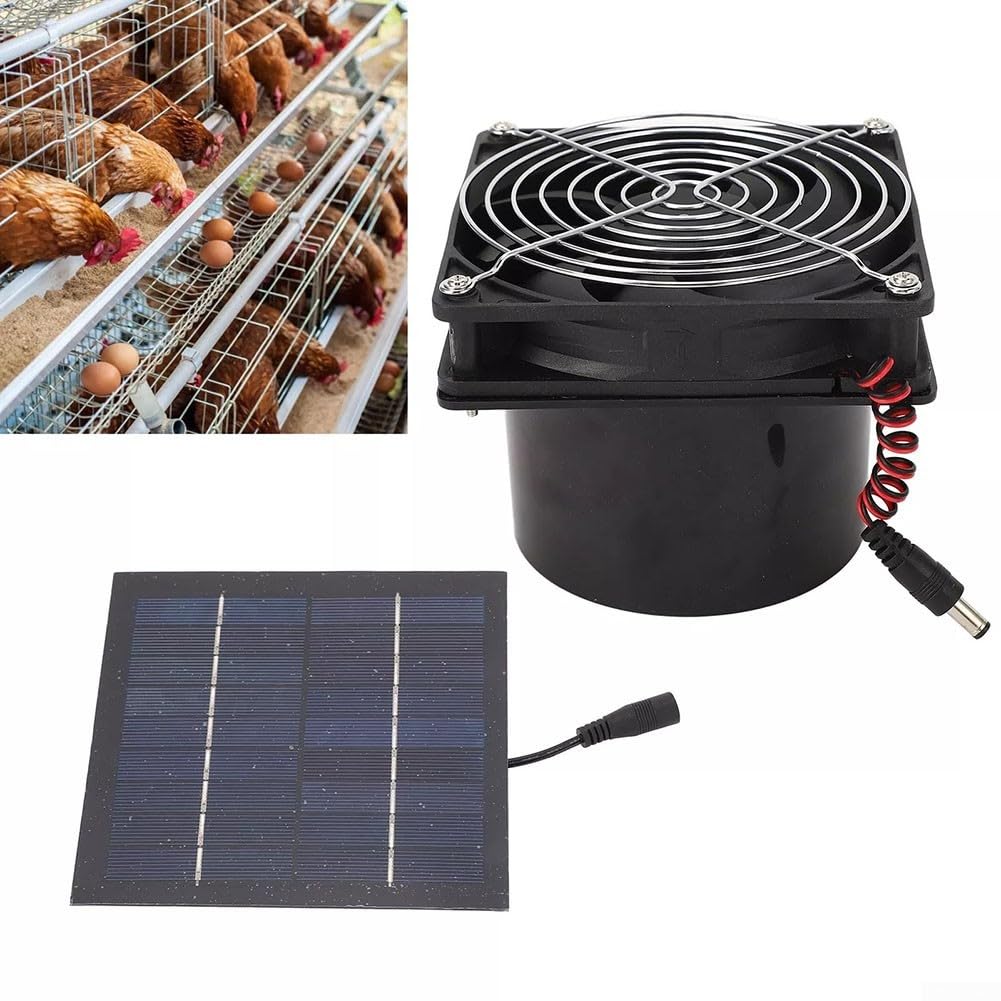 Kit di ventilatori a pannello solare, serra solare da 50 W con ventola di scarico per piccoli pollai, serre, capannoni, case per animali domestici, scarico delle finestre
