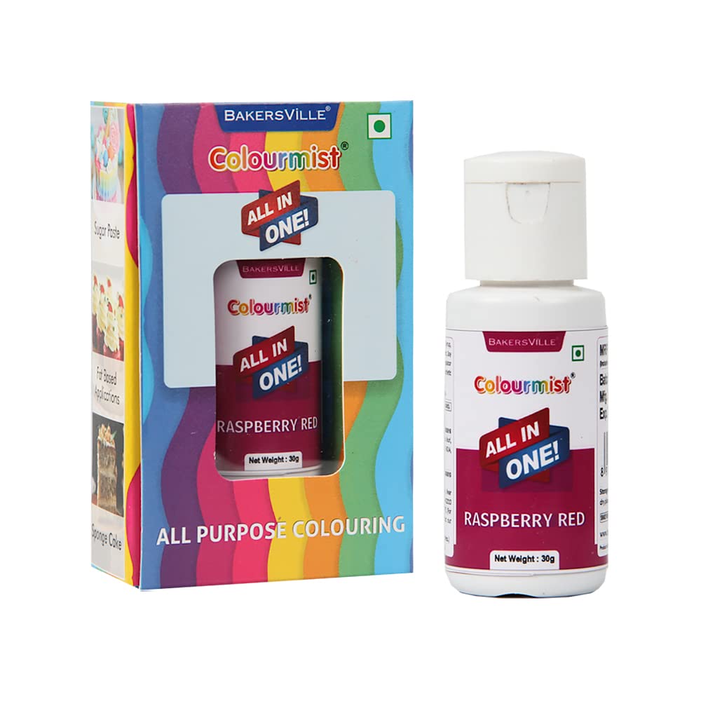 Colourmist All In One Food Colour (Raspberry Red), 30g | Edible Multipurpose Concentrated Food Color for Sponge Cakes, Chocolates, Icing, Fondant, Gumpaste (B09WQYRNHH) Amazon Price History, Amazon Price Tracker