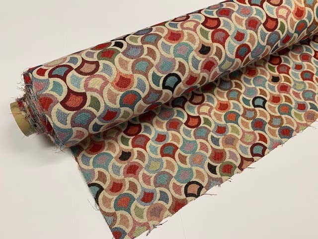Tissu de LONETTE GEOMETRIQUE MULTICOLOR, tissu jacquard, tissus de décoration, tissus au mètre, 1 mètre x 140 cm