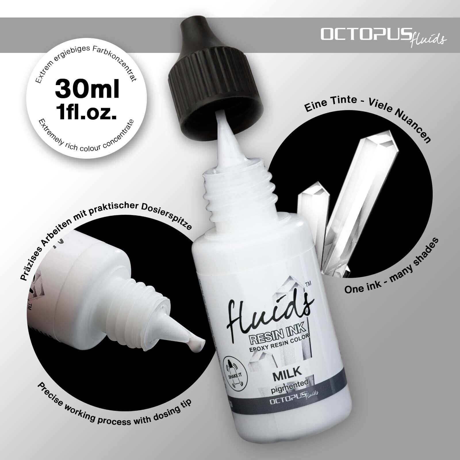 Octopus ENOKI hars inkt voor epoxyhars en uv-hars, PETRI DISH EFFECT HIGH, hars, kleur wit gepigmenteerd