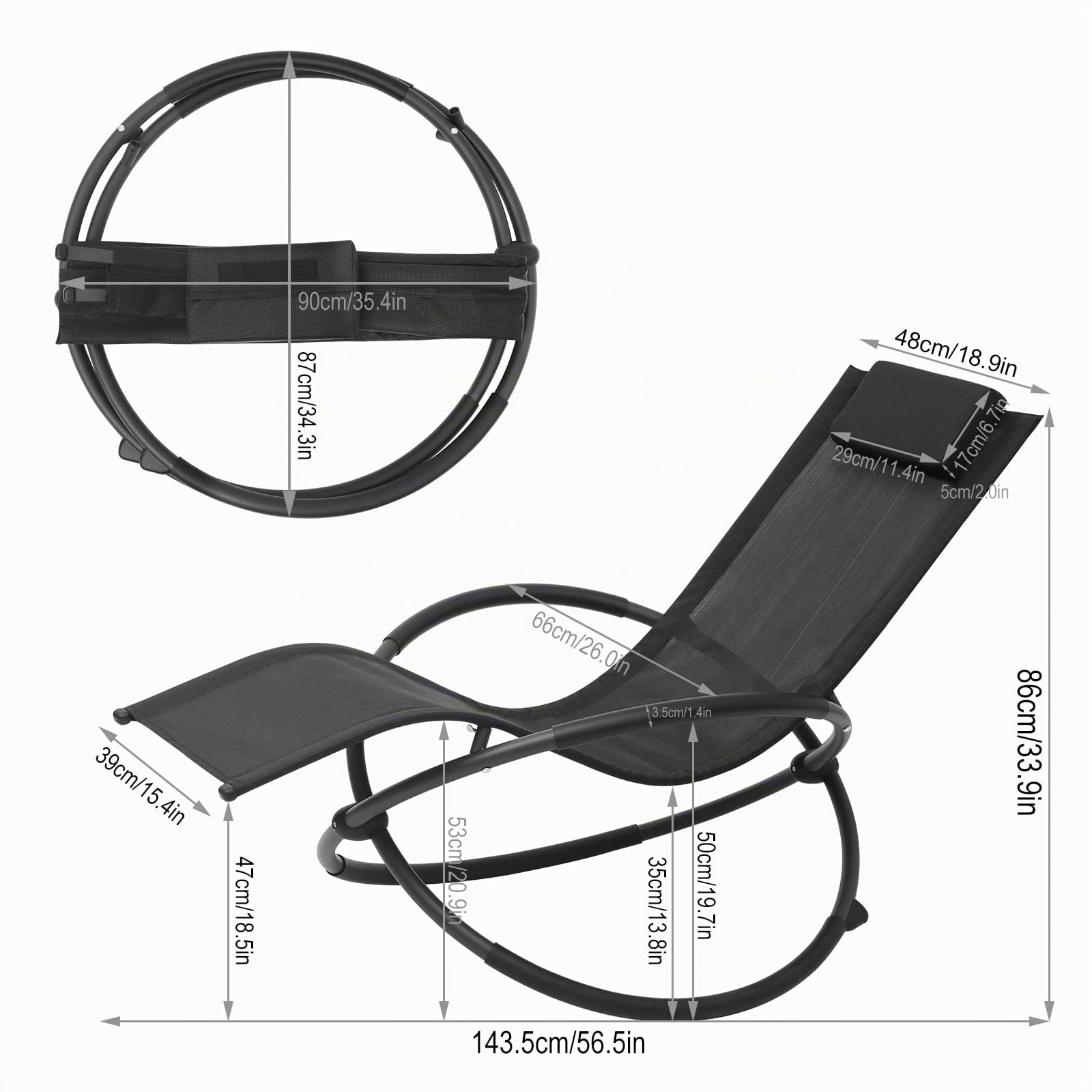 WOLTU Lot de 2 Chaise Longue Pliable Bain de Soleil pour Jardin fauteil Relax Baignoire en Tissu Respirant Charge maximale 160 kg, Noir, LS002sz-2