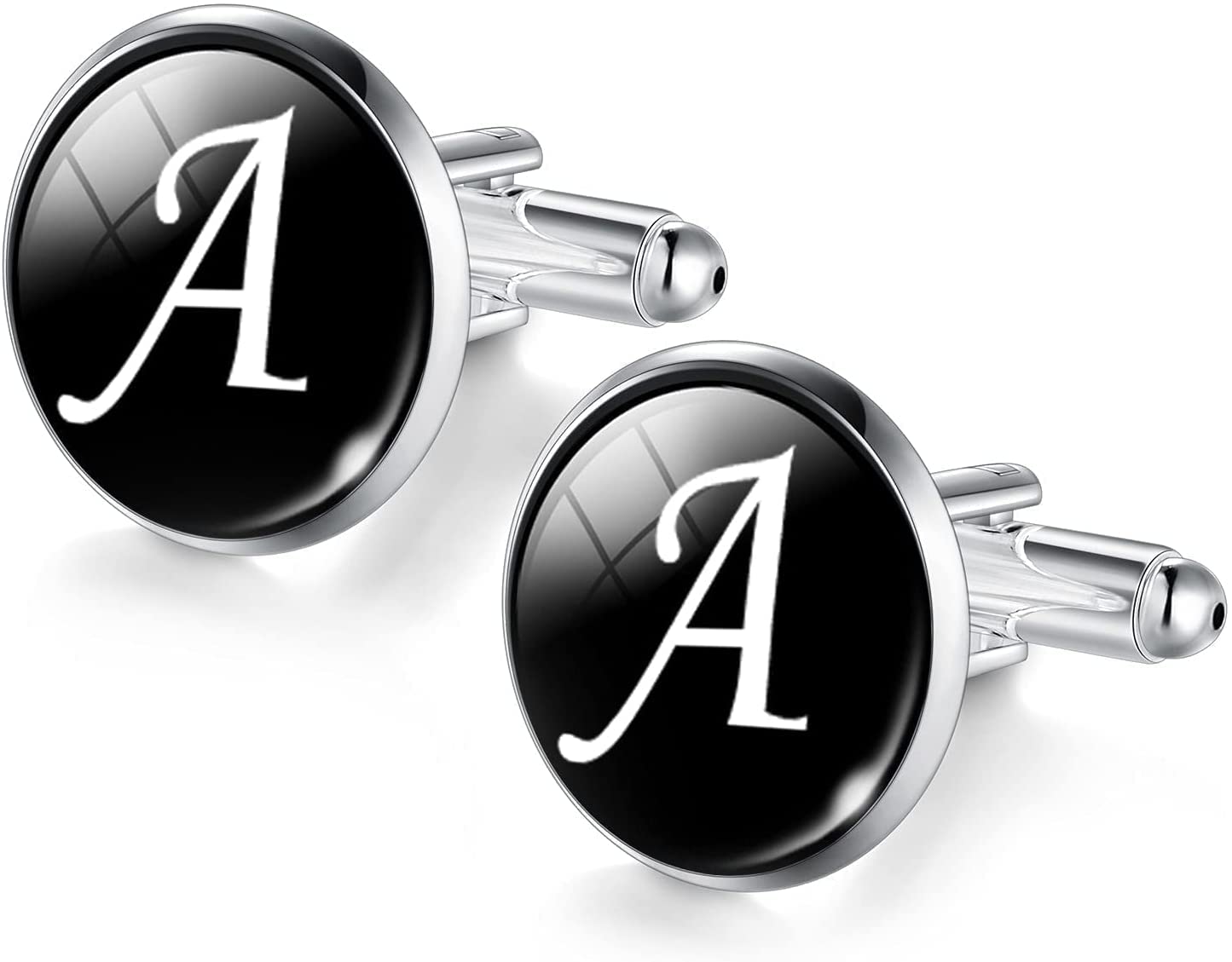 Gemelli da uomo Polsino stile elegante Gemelli alfabeto da uomo, bottone polsino lettera color argento, camicie da uomo Gemelli da sposa Camicia Stud abbigliamento accessori moda (dimensioni : X) (AJ)