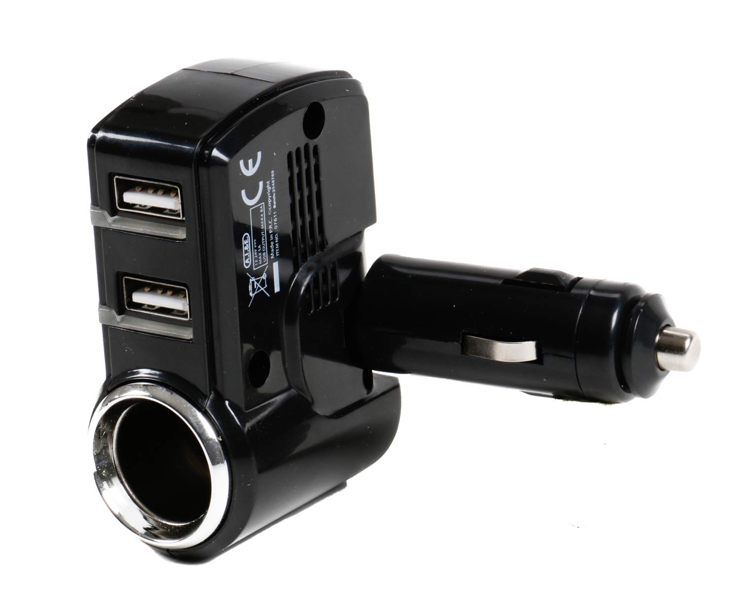 All Ride Gniazdo wtykowe z 2 portami USB, adapter gniazda zapalniczki samochodowej, wskaźnik LED statusu ładowania, przegub 90°, 12 24 V, maks. 5 A, do samochodu, ciężarówki, przyczepy kempingowej
