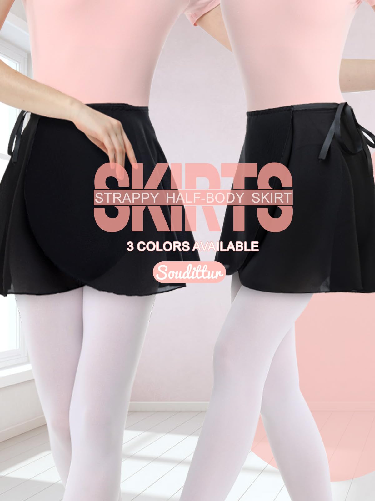 Soudittur Ballet Skirts Chiffon Dance Wrap Skirts with Waist Tie for Toddler Girls Women — view 7
