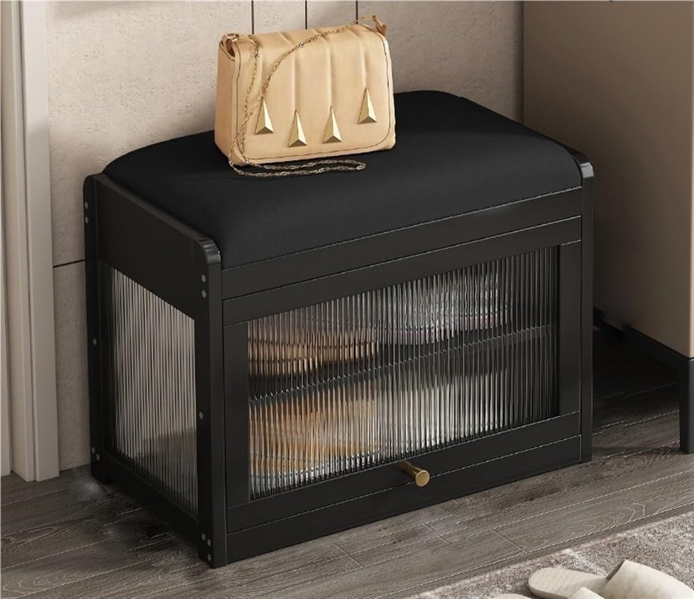 Banc à chaussures en bambou compact pour petit espace et meuble de rangement couloir