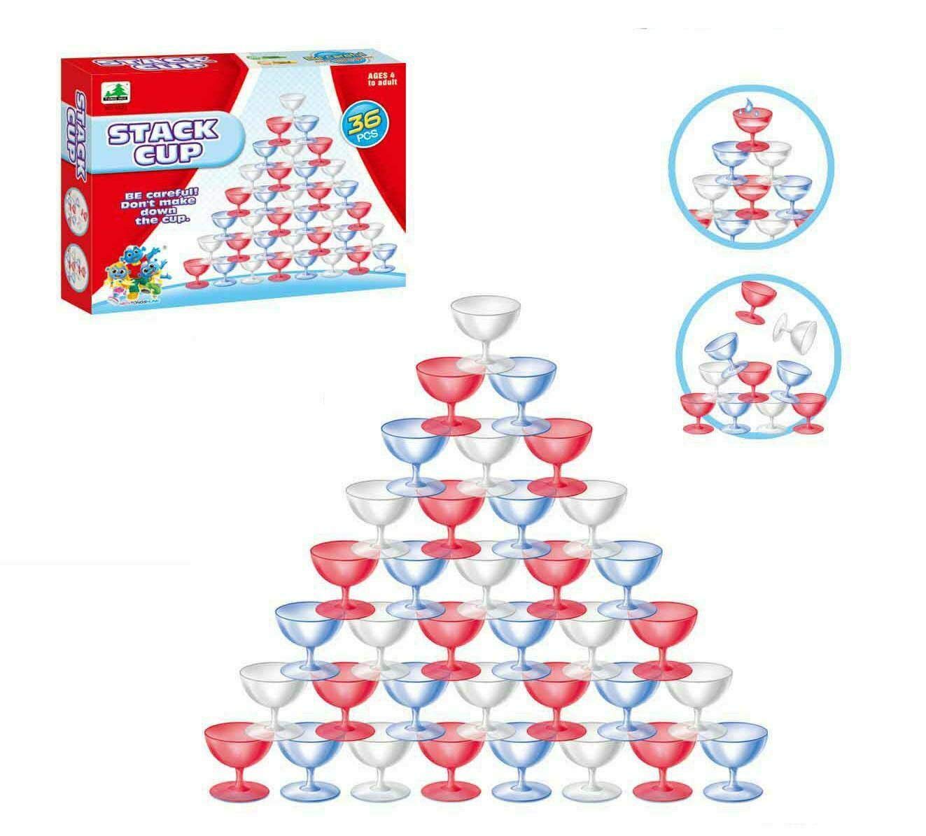 Kids Family Stack Up High Stacking Game Cups Balance Concentrate 36 Pcs Cups Stacking Cup Toy Set for Learning and Family Fun Kids Educational Game