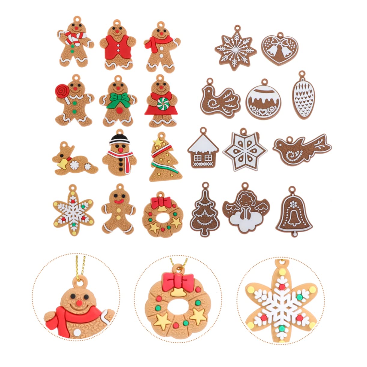 Ciieeo 69piezas Adornos Colgantes De Navidad Decoración para Árbol De Navidad Gingerbread y Navideño