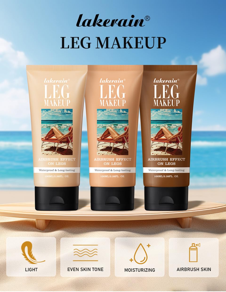 Miracle De Paris Leg Makeup,Loción Para Maquillaje De Piernas, Base Corporal De Cobertura Total (#2)