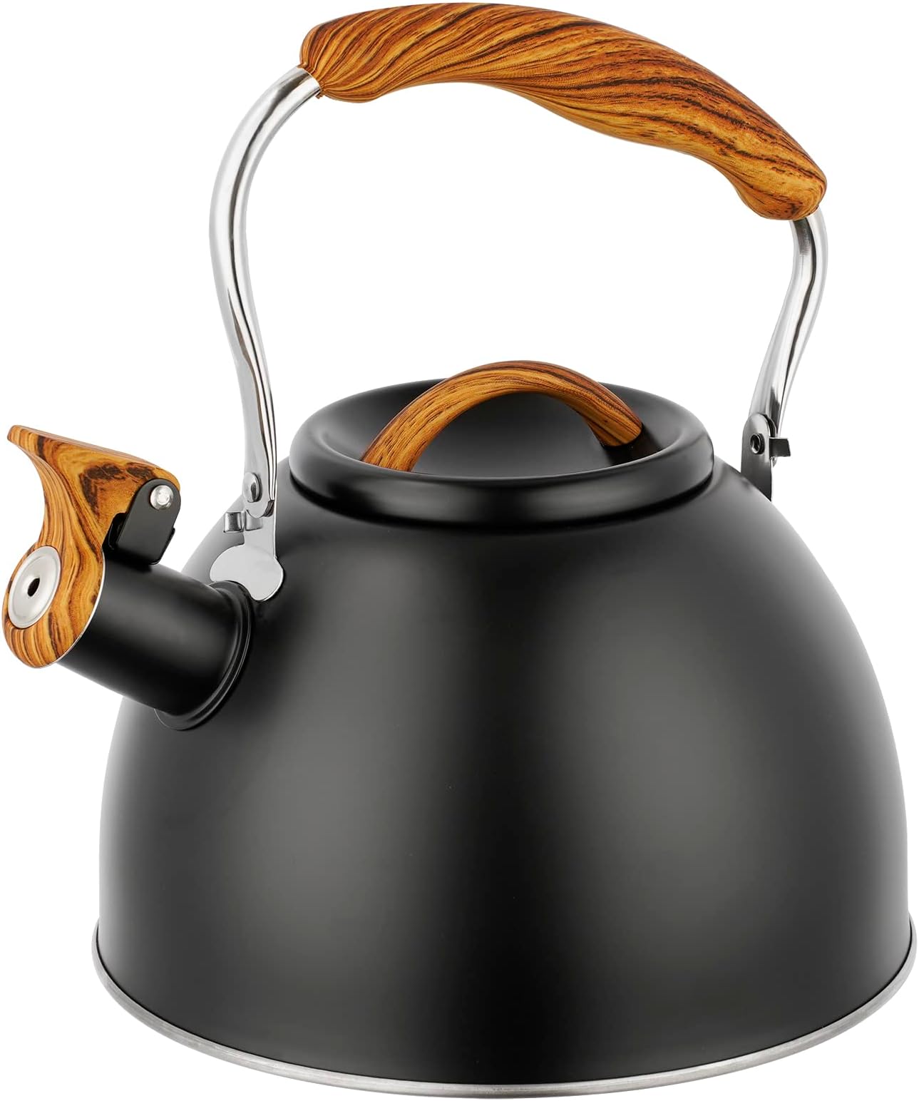 Whistling Kettle, 2.5L Stainless Steel Stove Top Whistling Tea Kettle with Wood Grain Handle