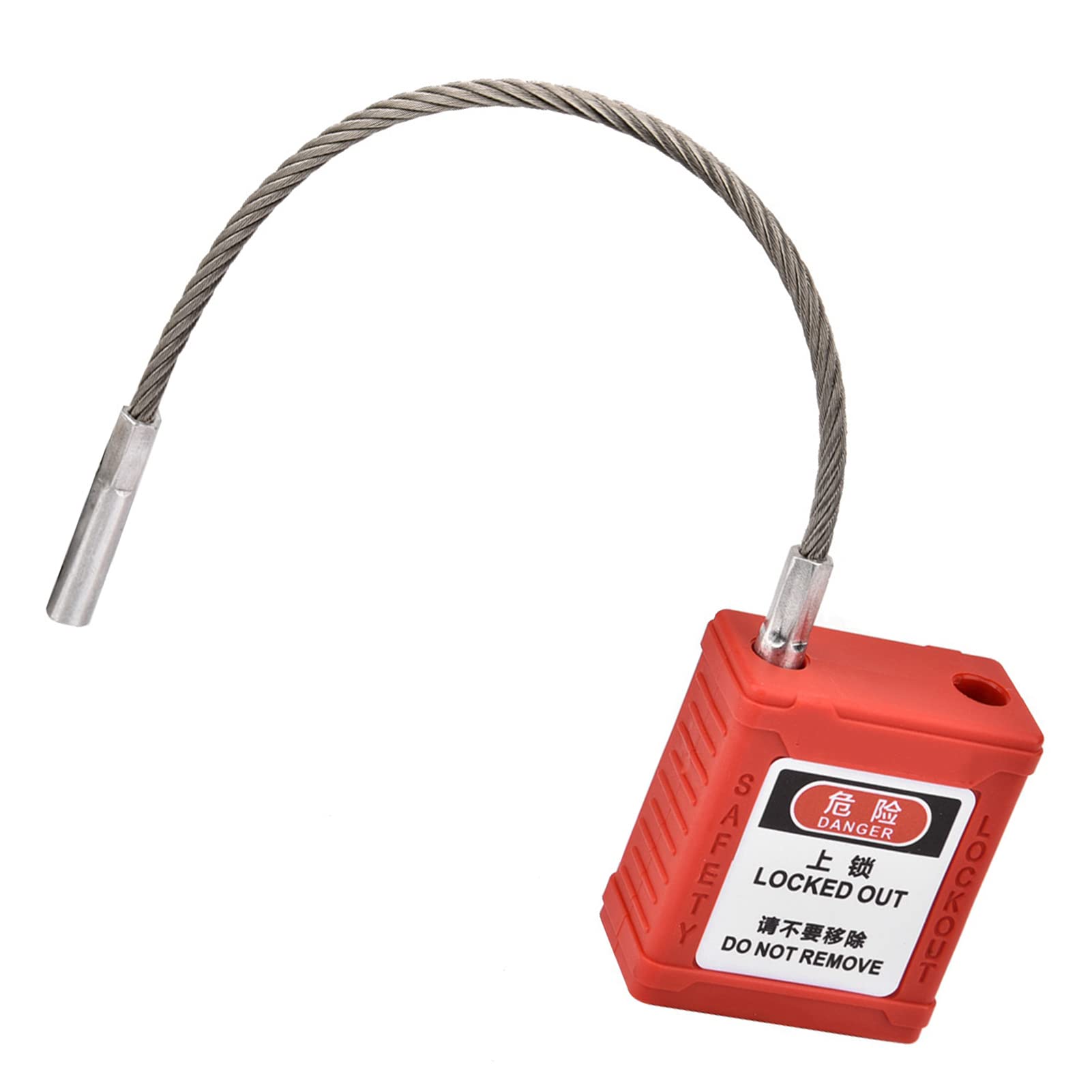 Safety Lockout Padlock, Steel Rope, Industrial Isolation Lock, Red - Image 4