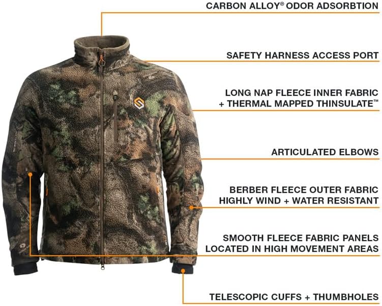 Miniatura 9 de ScentLok Revenant Pro Late Season Wind Resistant Insulated Berber Fleece Camo Hunting Jacket