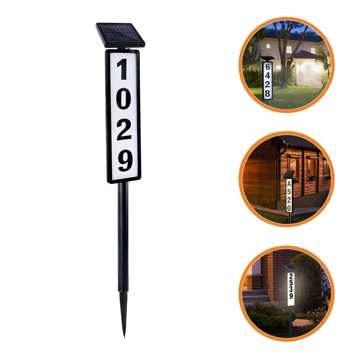 DOITOOL Targa Civico Solare per Esterno, Numero Casa Luminoso, Plastico Nero, Illuminazione per Giardino e Patio