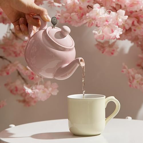 Miniatura 4 de Tetera Farmhouse con infusor de cerámica, rosa Janpaese Sakura, 2 tazas (20.3 fl oz)