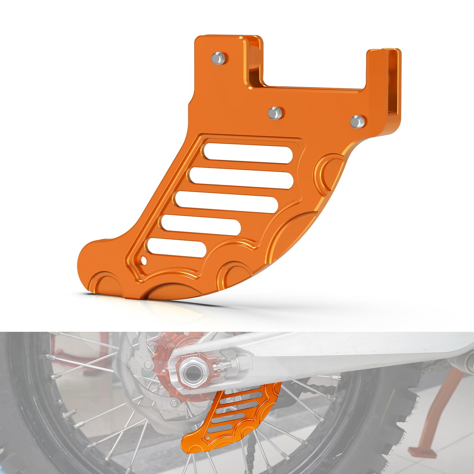 NICECNC Protector de Disco de Freno Trasero Naranja Compatible con KTM 125-530 XCW/XCF-W/EXC/EXC-F/SX/SXF/XC/XCF/6 Days/TPI 2004-2022 Ver Ajuste | Compatible con KTM 125-530 XCW/XCF-W/EXC/EXC-F/SX/SXF/XC/XCF/6 Days/TPI 2004-2022
