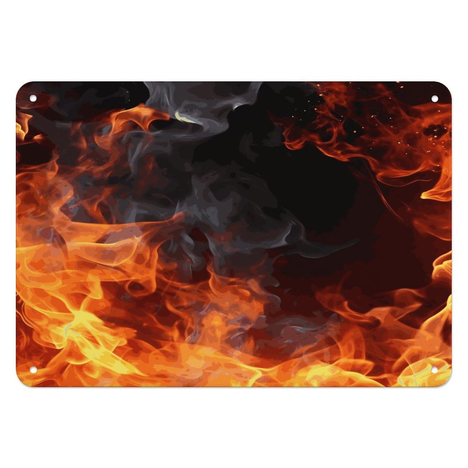 Fodpand Style Fire Flame Smoke Retro Vintage Metal Tin Sign,Wall Art Decor Garden Plaque Poster For Bedrooms Yard Bars Pubs Patios Porches 7.9X5.5 Inch