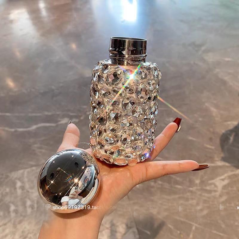 Diamentowa termos, butelka termiczna, w kształcie wiertła Bling Rhinestone butelka na wodę kryształowy kubek termosowy kubek podróżny ze stali nierdzewnej diamentowa kolba butelka próżniowa(220ml)