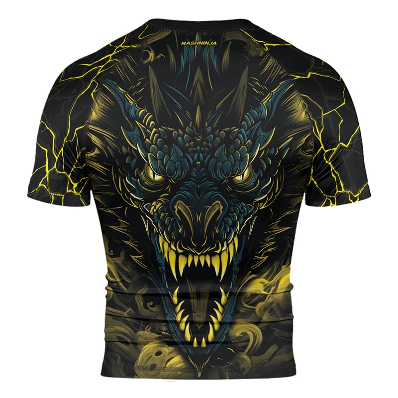 Dragon Men's Short Sleeve Rash Guard Shirt Base Layers Compression Fit Skin Tops for MMA BJJ Jiu Jitsu Training3